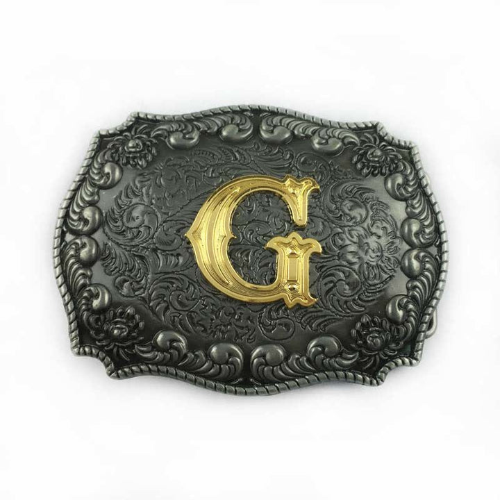 Cinturón de cuero con hebilla de letra inicial del alfabeto para hombre - G - Sin cinturón - image 10