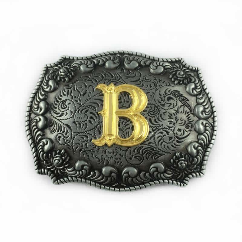 Cinturón de cuero con hebilla de letra inicial del alfabeto para hombre - B - Sin cinturón - image 5