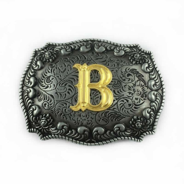 Cinturón de cuero con hebilla de letra inicial del alfabeto para hombre - B - Sin cinturón - image 5
