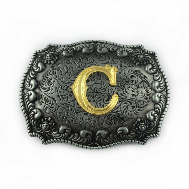 Cinturón de cuero con hebilla de letra inicial del alfabeto para hombre - C - Sin cinturón - image 6