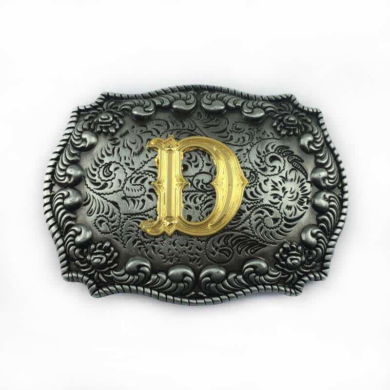 Cinturón de cuero con hebilla de letra inicial del alfabeto para hombre - D - Sin cinturón - image 7