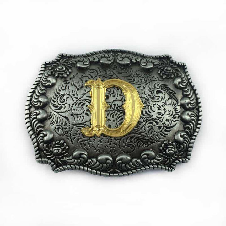 Cinturón de cuero con hebilla de letra inicial del alfabeto para hombre - D - Sin cinturón - image 7