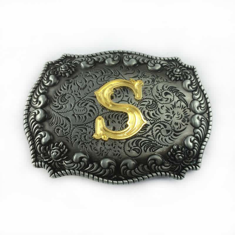 Cinturón de cuero con hebilla de letra inicial del alfabeto para hombre - S - Sin cinturón - image 22