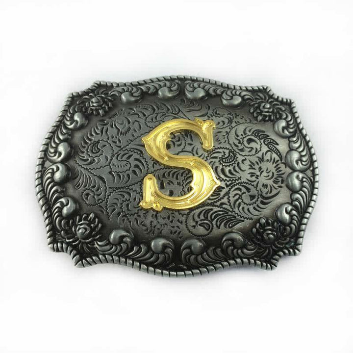 Cinturón de cuero con hebilla de letra inicial del alfabeto para hombre - S - Sin cinturón - image 22