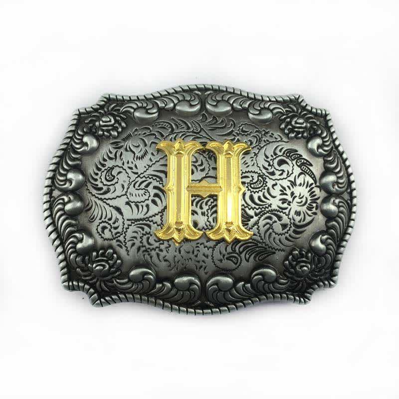 Cinturón de cuero con hebilla de letra inicial del alfabeto para hombre - H - Sin cinturón - image 11