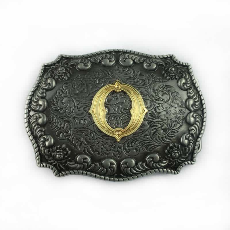 Cinturón de cuero con hebilla de letra inicial del alfabeto para hombre - O - Sin cinturón - image 18