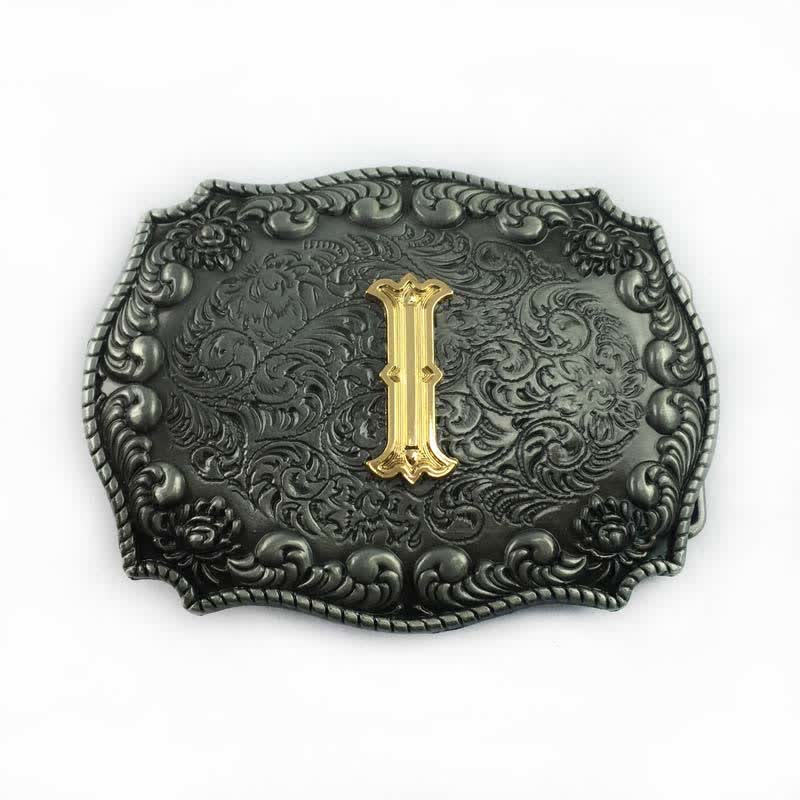 Cinturón de cuero con hebilla de letra inicial del alfabeto para hombre - I - Sin cinturón - image 12