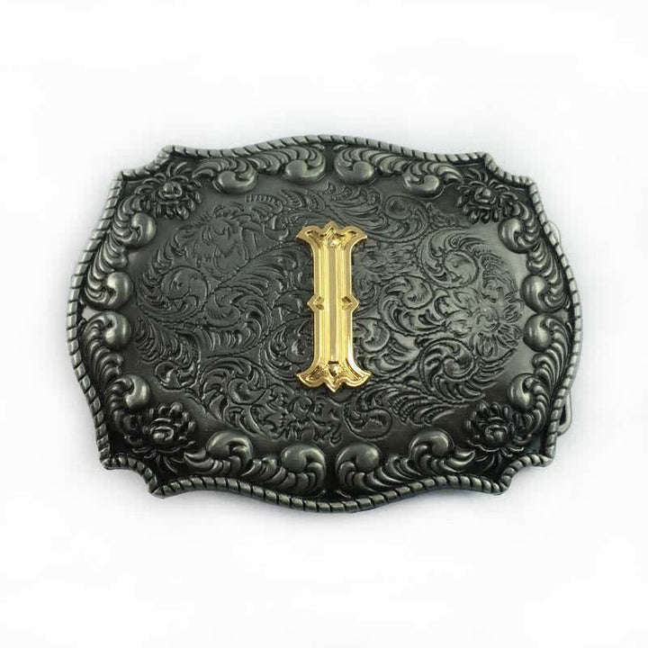 Cinturón de cuero con hebilla de letra inicial del alfabeto para hombre - I - Sin cinturón - image 12