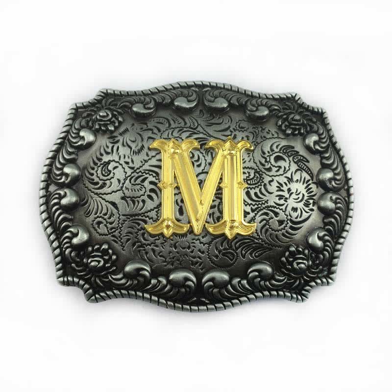 Cinturón de cuero con hebilla de letra inicial del alfabeto para hombre - M - Sin cinturón - image 16