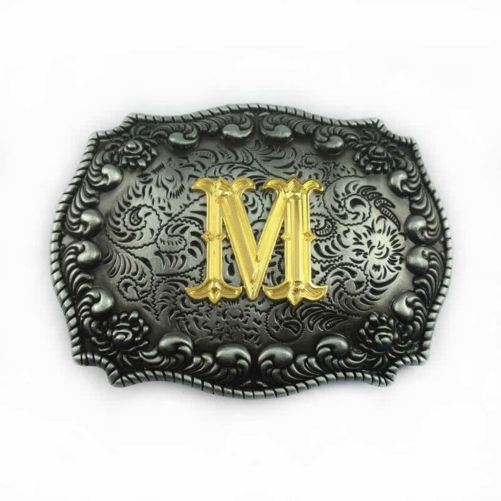Cinturón de cuero con hebilla de letra inicial del alfabeto para hombre - M - Sin cinturón - image 16