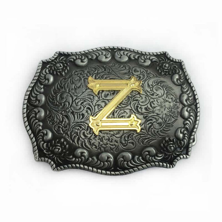 Cinturón de cuero con hebilla de letra inicial del alfabeto para hombre - Z - Sin cinturón - image 29
