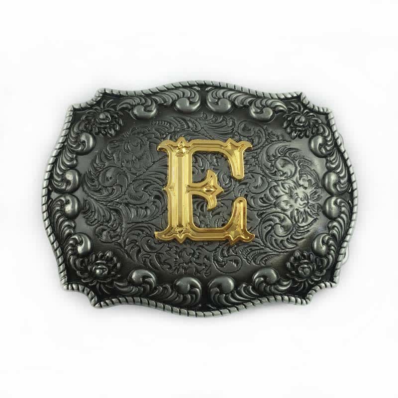 Cinturón de cuero con hebilla de letra inicial del alfabeto para hombre - E - Sin cinturón - image 8