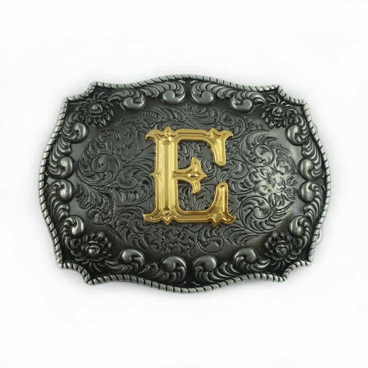 Cinturón de cuero con hebilla de letra inicial del alfabeto para hombre - E - Sin cinturón - image 8