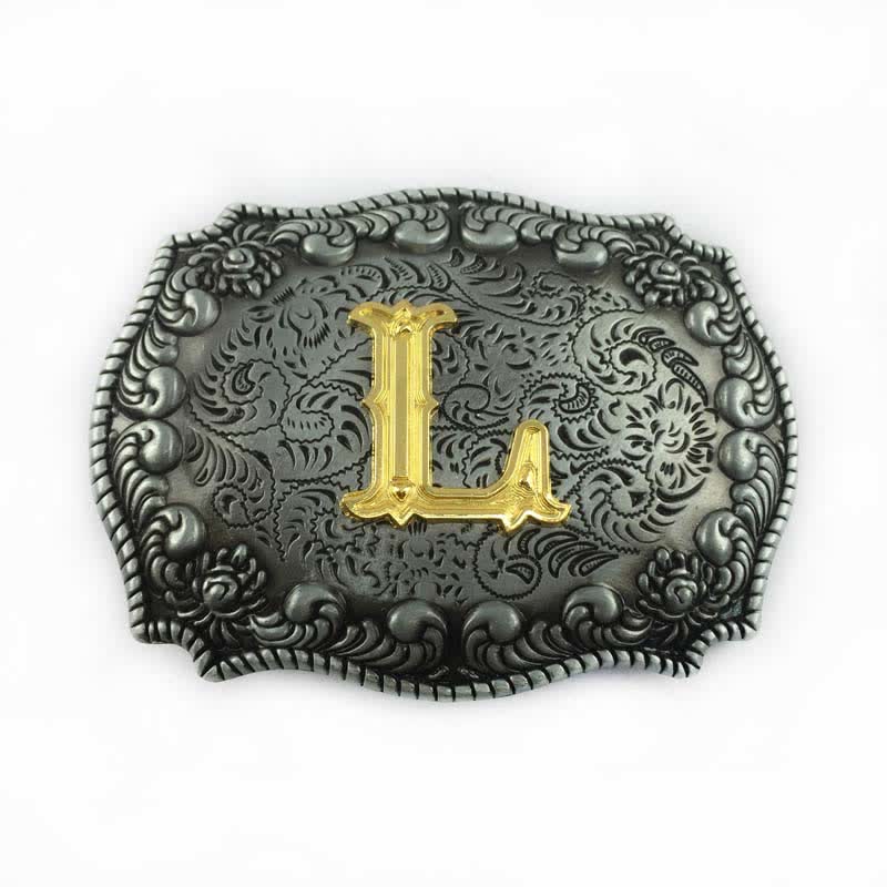 Cinturón de cuero con hebilla de letra inicial del alfabeto para hombre - L - Sin cinturón - image 15