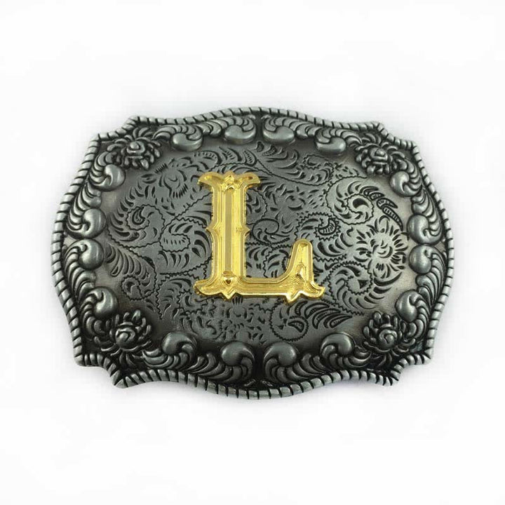 Cinturón de cuero con hebilla de letra inicial del alfabeto para hombre - L - Sin cinturón - image 15