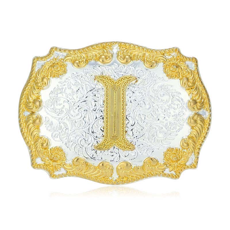 Cinturón de cuero con hebilla de letra inicial dorada para hombre - I - Sin cinturón - image 14