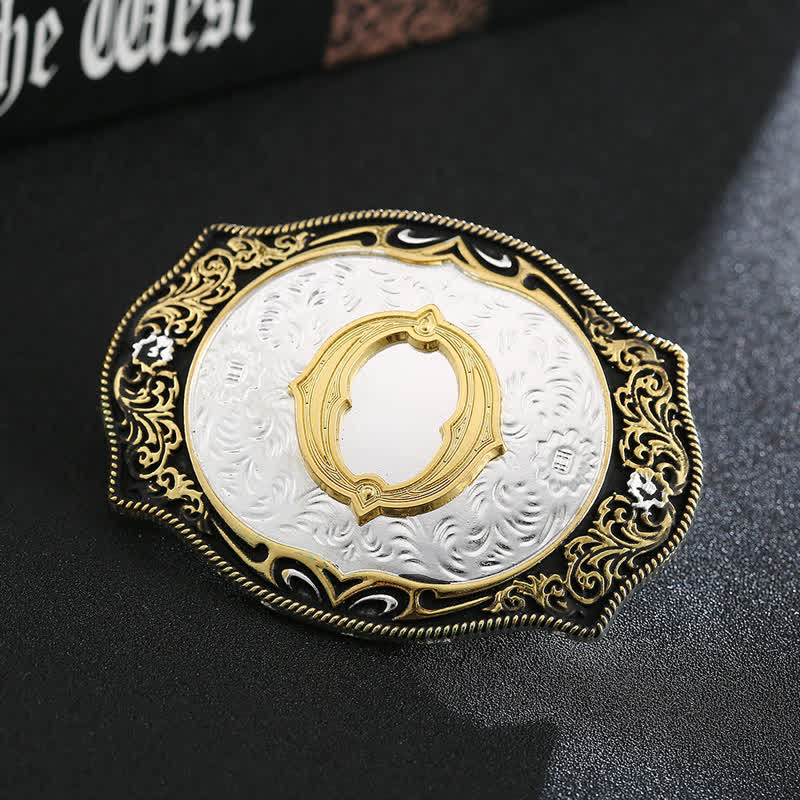 Cinturón de cuero con hebilla de letra inicial retro DIY en negro dorado - O - Sin cinturón - image 17