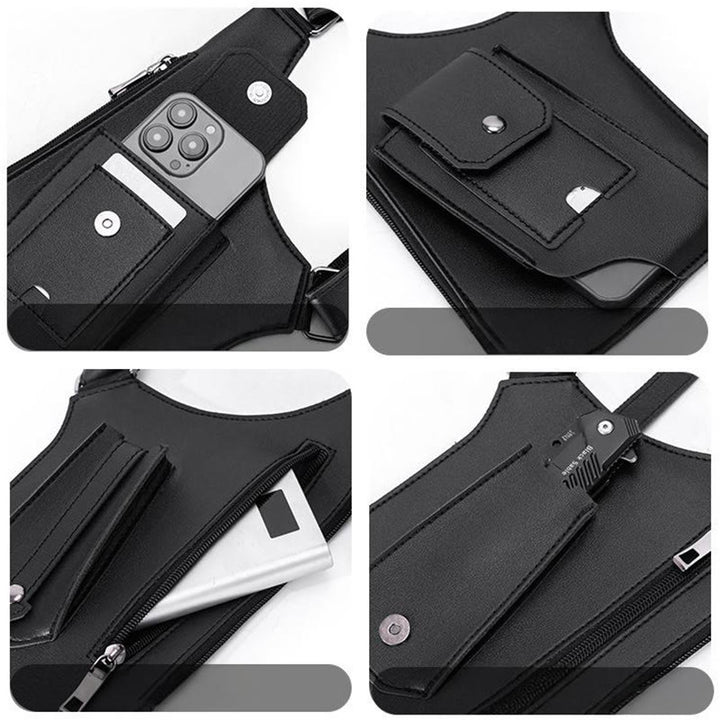 Bolso bandolera de cuero multibolsillos de alta capacidad para exteriores - image 6
