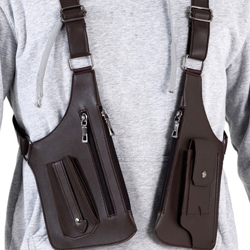 Bolso bandolera de cuero multibolsillos de alta capacidad para exteriores - image 3