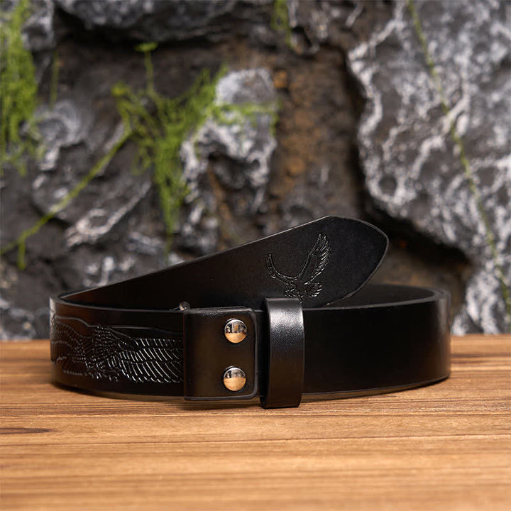 Cinturón de cuero con hebilla de letra inicial retro DIY en negro dorado - Z - Cinturón de águila negra en relieve (40) - image 2