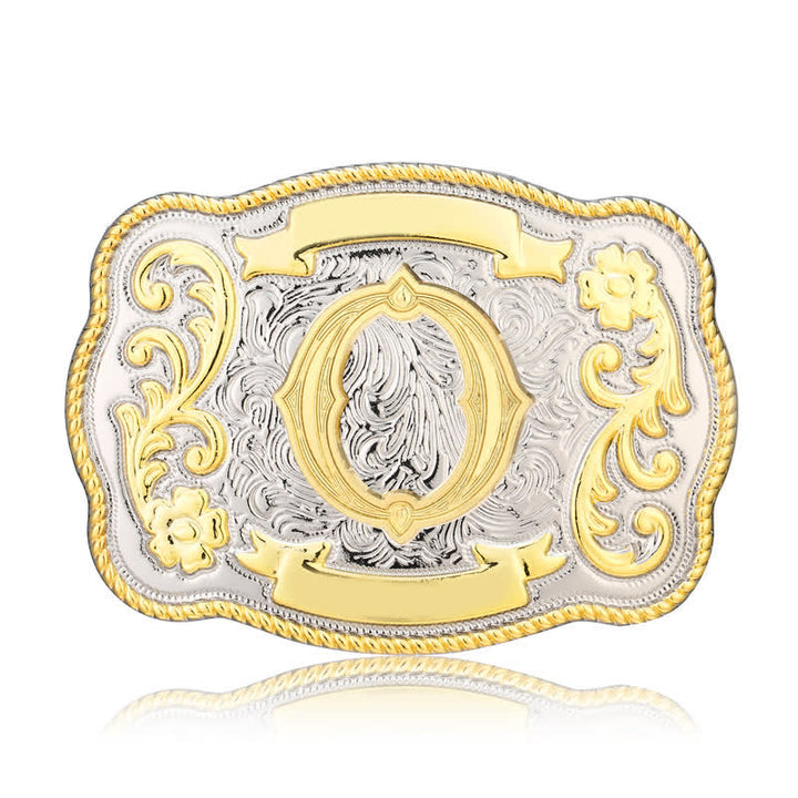 Cinturón de cuero con hebilla de letra inicial del oeste, dorado y plateado, hecho a mano - O - Sin cinturón - image 15