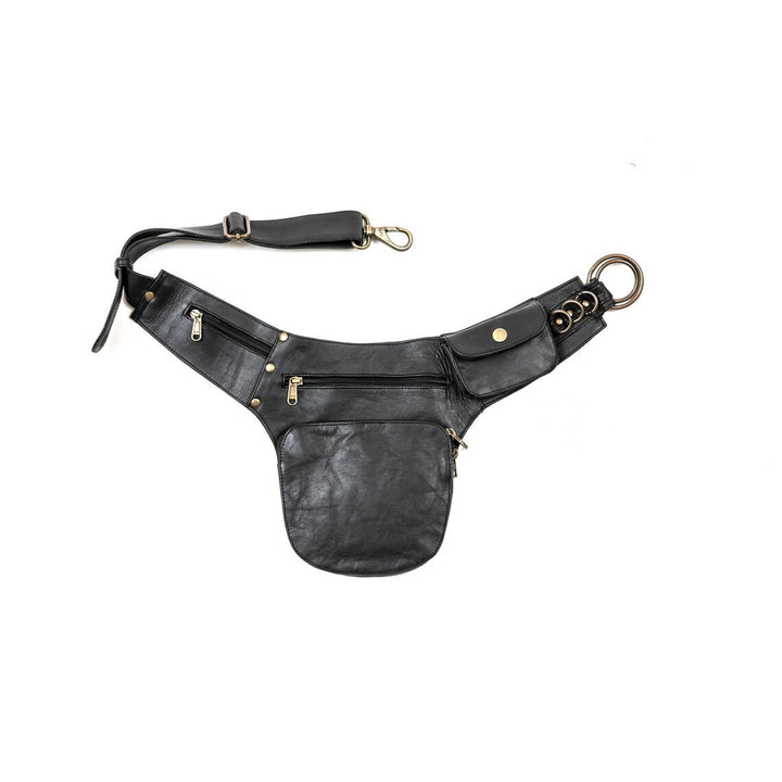 Bolso retro para teléfono, cartera, cinturón, para mujer, para viajes, senderismo - Negro - image 3