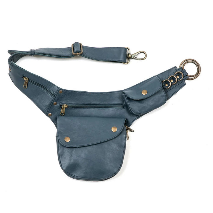 Bolso retro para teléfono, cartera, cinturón, para mujer, para viajes, senderismo - Azul - image 9