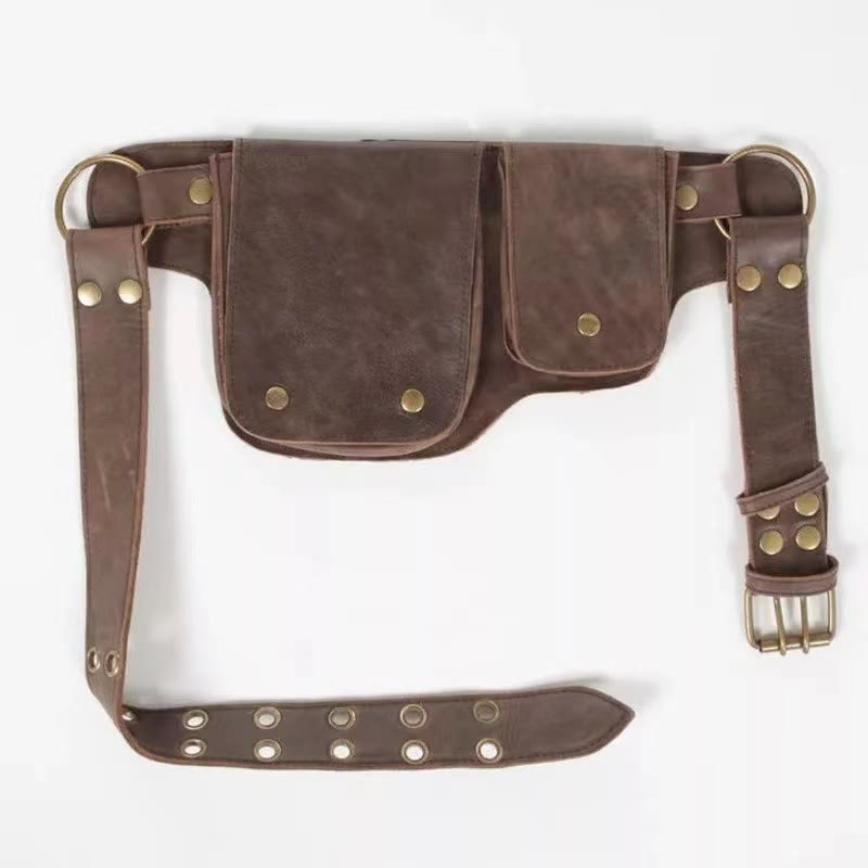 Riñonera unisex de cuero con botón para guardar el teléfono retro - image 3