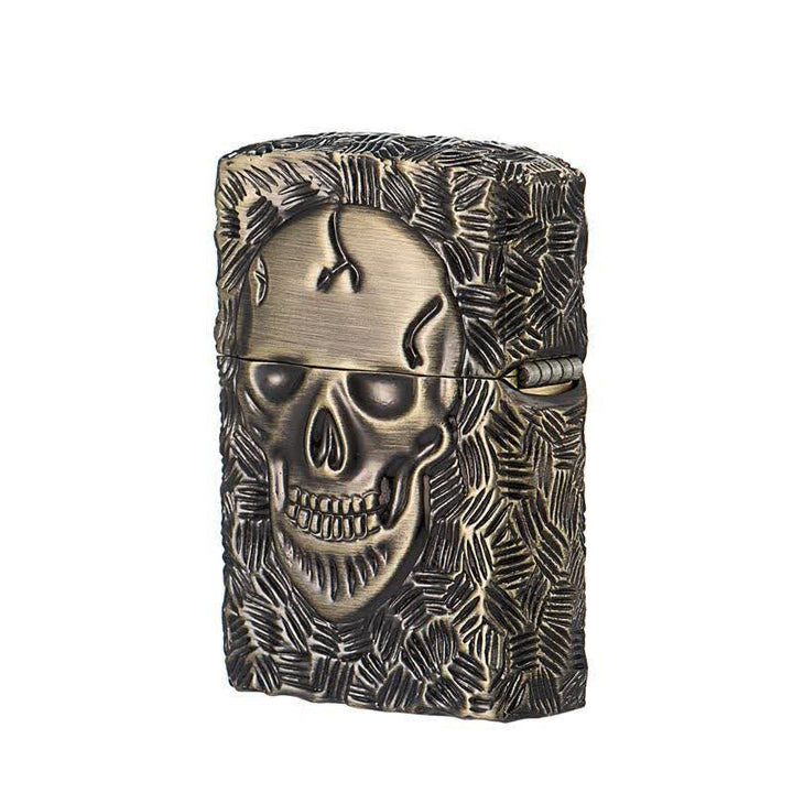 Encendedor de queroseno recargable con esqueleto dominante de Halloween - Bronce - image 3