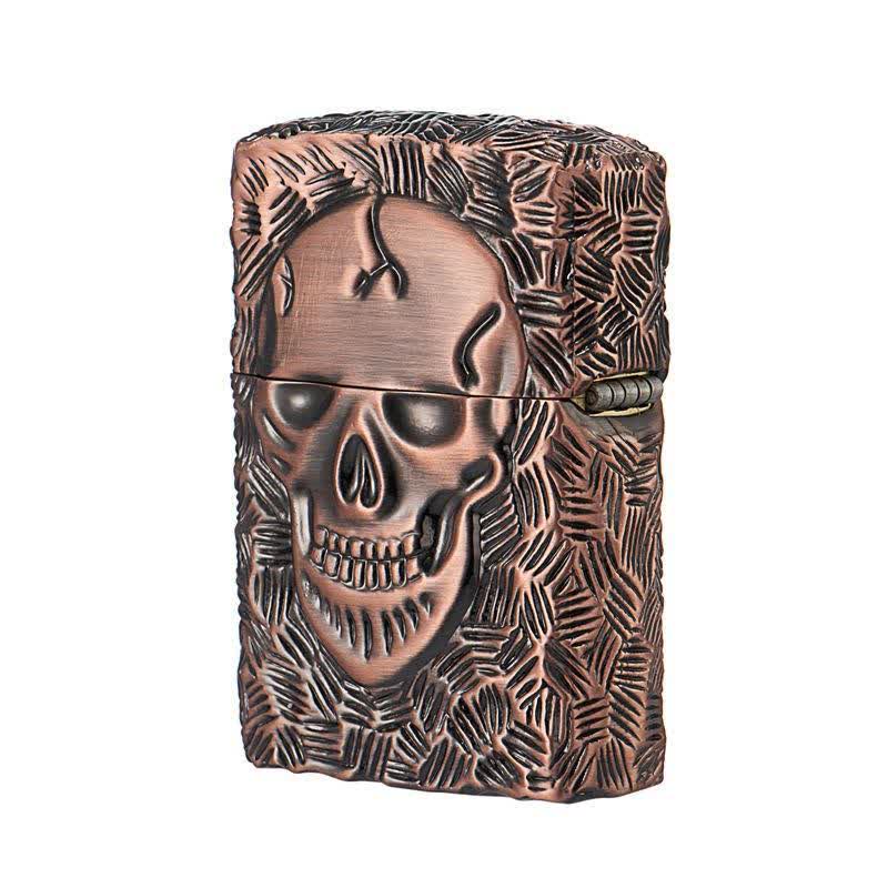 Encendedor de queroseno recargable con esqueleto dominante de Halloween - Bronce rojo - image 5
