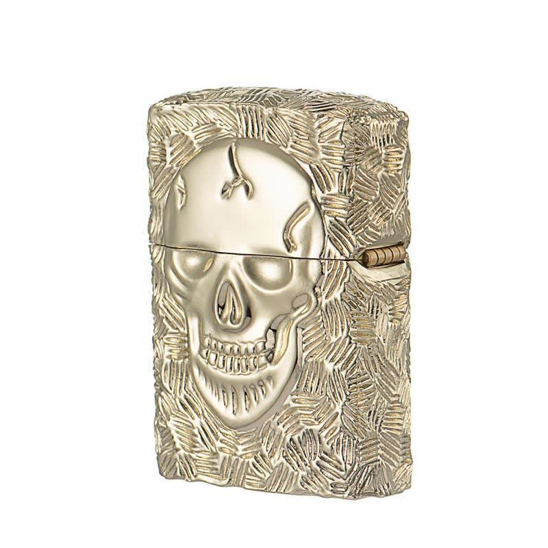 Encendedor de queroseno recargable con esqueleto dominante de Halloween - Oro - image 8