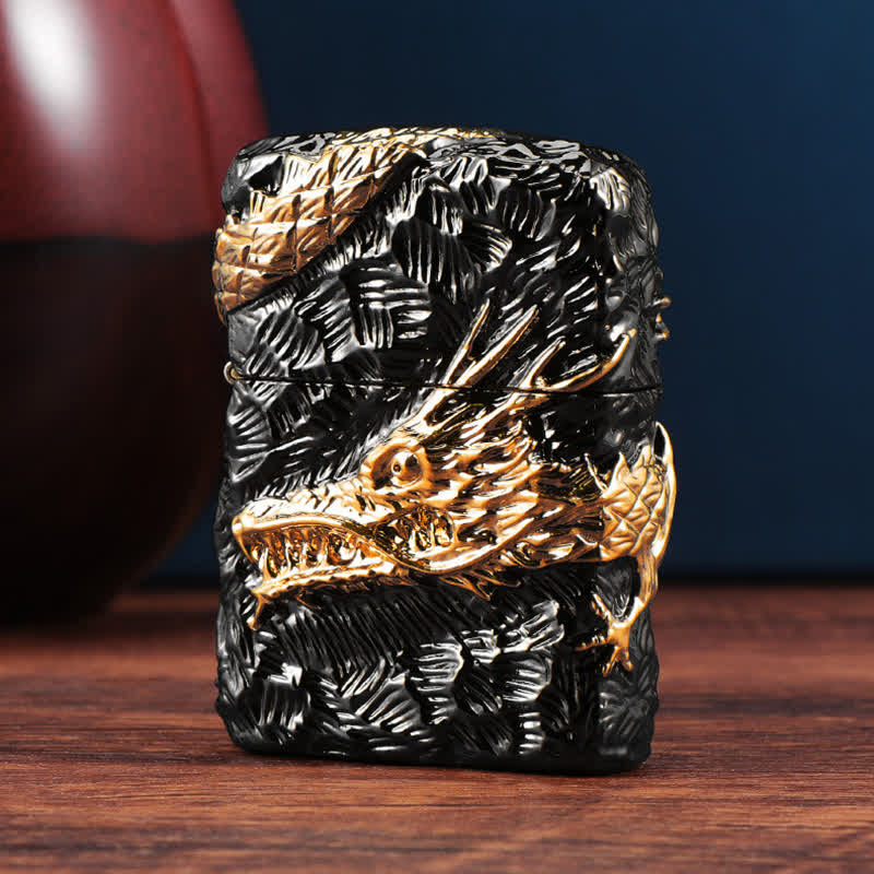 Encendedor de queroseno recargable Tonardo Gold & Black Dragon - image 4