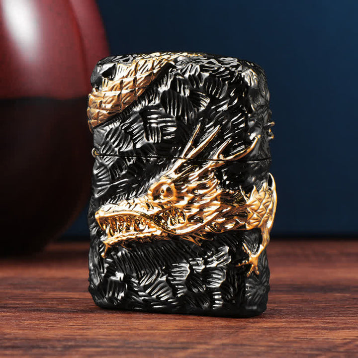 Encendedor de queroseno recargable Tonardo Gold & Black Dragon - image 4