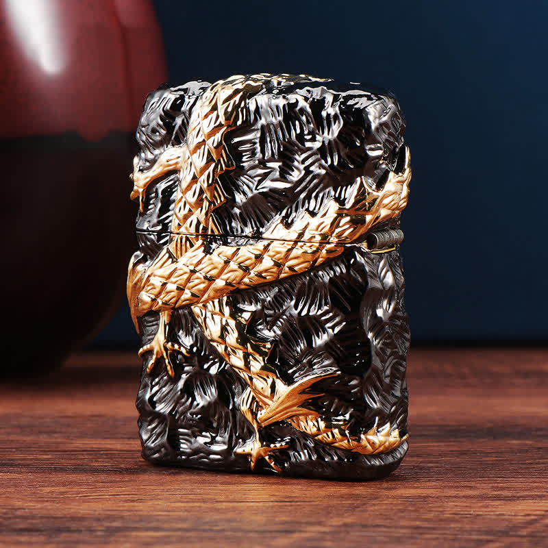 Encendedor de queroseno recargable Tonardo Gold & Black Dragon - image 5