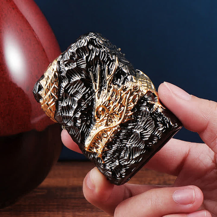 Encendedor de queroseno recargable Tonardo Gold & Black Dragon - image 7