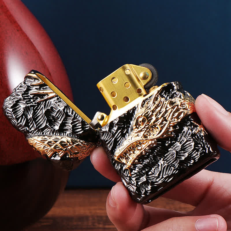 Encendedor de queroseno recargable Tonardo Gold & Black Dragon - image 6