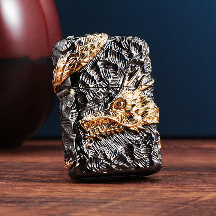 Encendedor de queroseno recargable Tonardo Gold & Black Dragon - image 3