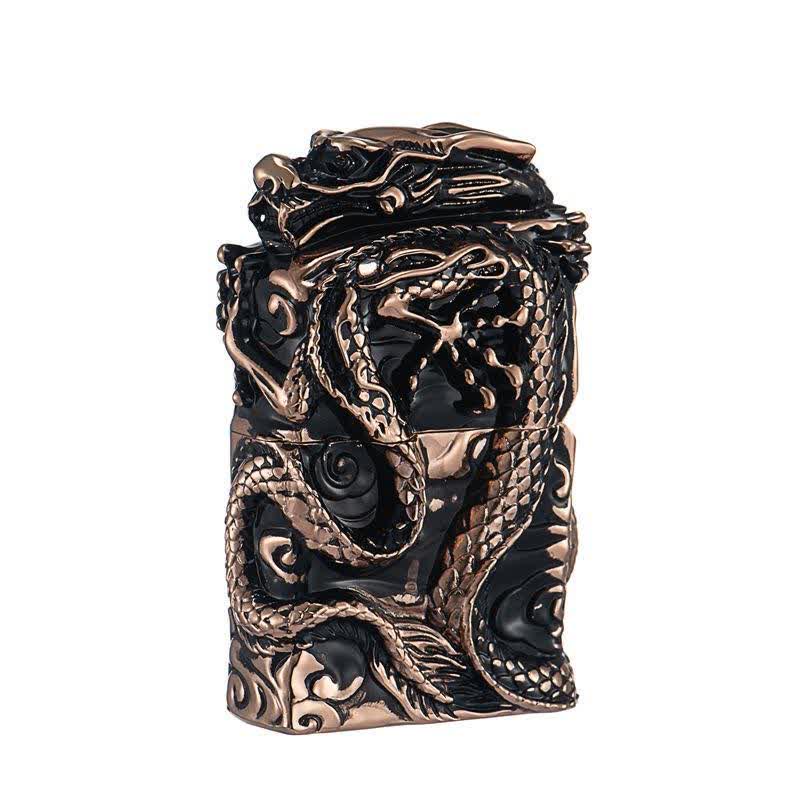 Encendedor de queroseno recargable con diseño de dragón en relieve de colección retro - Oro rosa - image 9