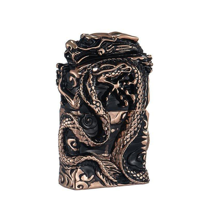 Encendedor de queroseno recargable con diseño de dragón en relieve de colección retro - Oro rosa - image 9