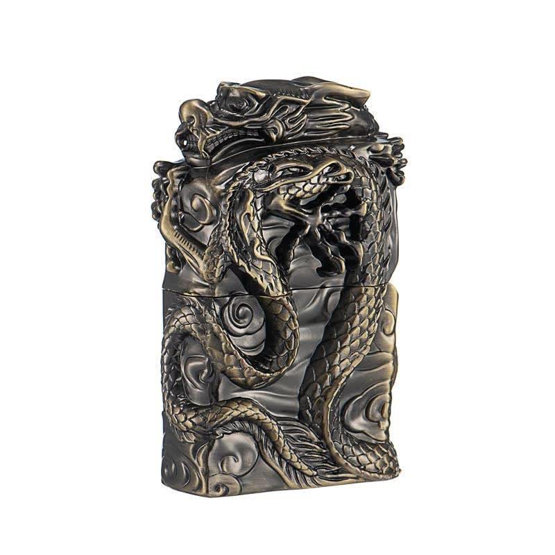 Encendedor de queroseno recargable con diseño de dragón en relieve de colección retro - Bronce - image 6