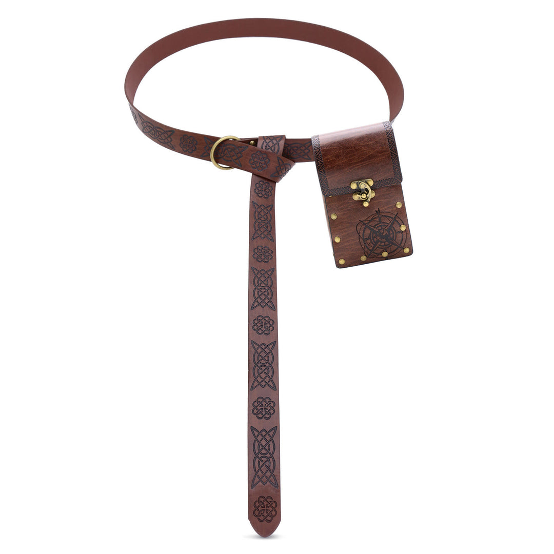 Cinturón vikingo con botella de alquimia, accesorio retro para cosplay de Halloween - Cinturón con bolso - Marrón - image 11