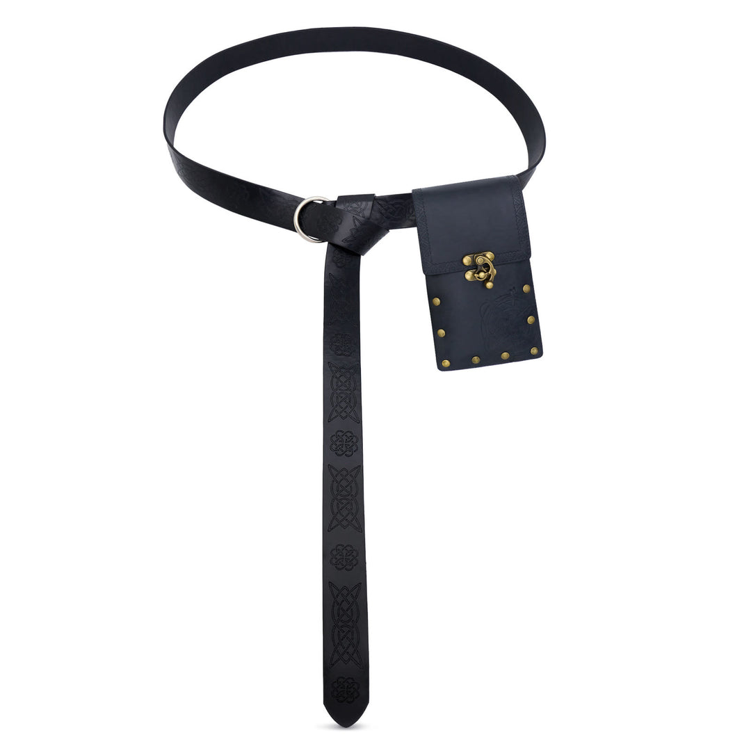 Cinturón vikingo con botella de alquimia, accesorio retro para cosplay de Halloween - Cinturón con bolso - Negro - image 10