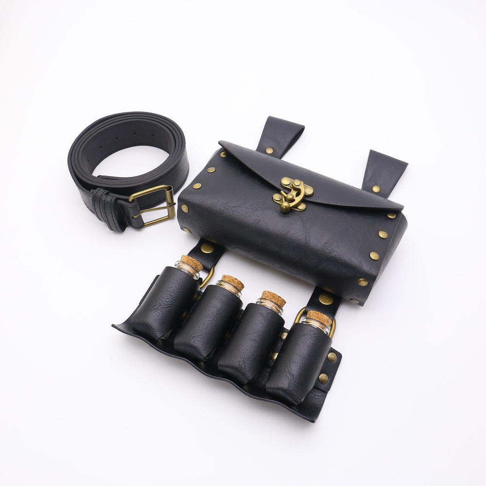 Riñonera con botella mágica para cosplay de Halloween, cinturón vikingo, 3 unidades - Negro - image 2