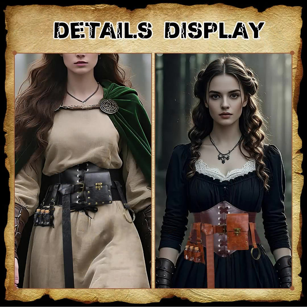 Conjunto de 5 cinturones vikingos para cosplay de Halloween para mujer - image 2