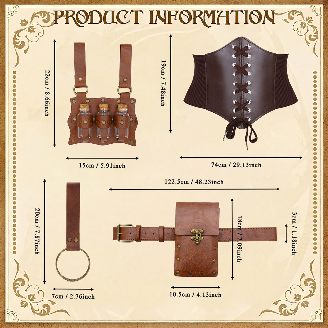 Conjunto de 5 cinturones vikingos para cosplay de Halloween para mujer - image 9