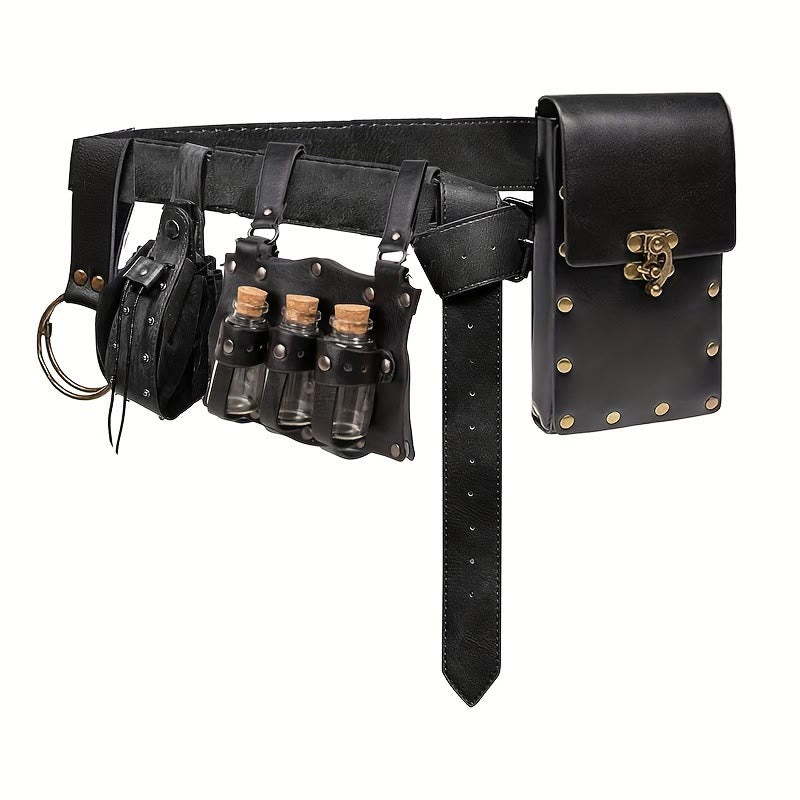 Riñonera con monedero y cinturón para Halloween, ideal para cosplay - 5 piezas - Negro - image 3
