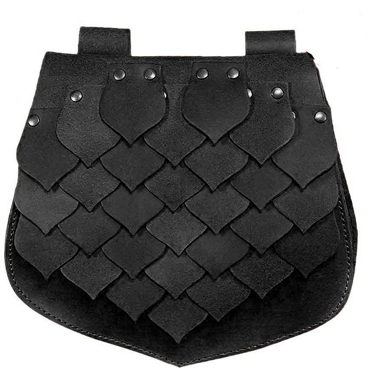 Riñonera vikinga de gran capacidad con diseño de escamas de pez de estilo medieval - Negro - image 5