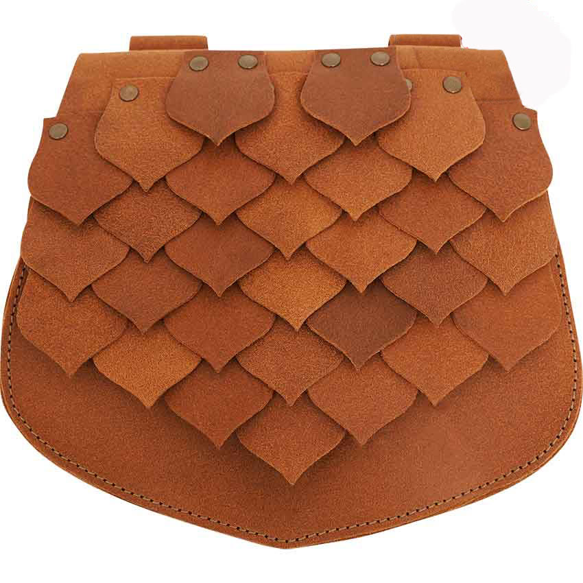 Riñonera vikinga de gran capacidad con diseño de escamas de pez de estilo medieval - Marrón amarillento - image 4