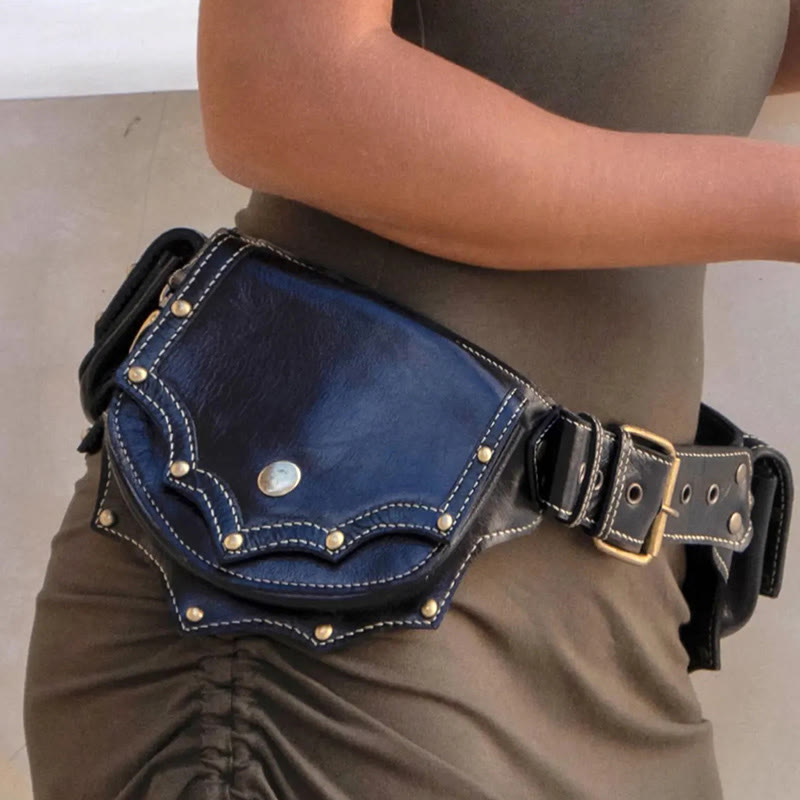 Cartera portátil retro multibolsillos estilo vikingo - Negro - image 1