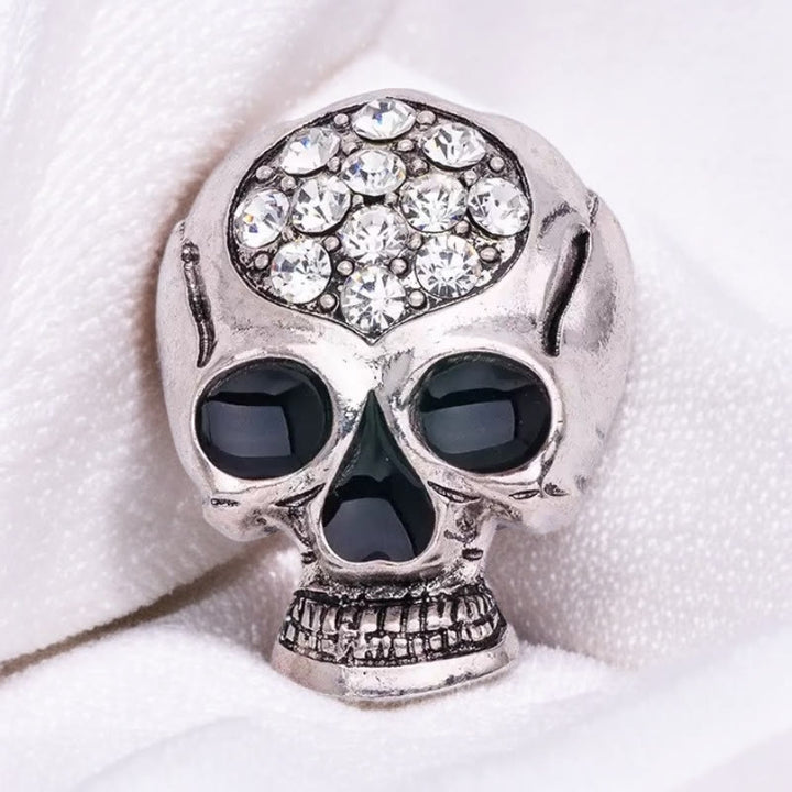 Broche de calavera exquisito con diamantes de imitación para Halloween - Plata - image 4